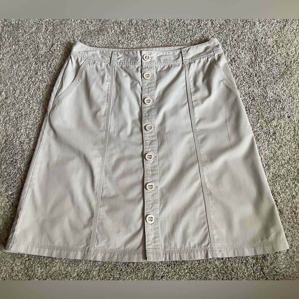 Eddie Bauer Retro Khaki Knee Length Button Front A Line S…